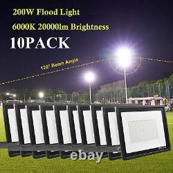 10X 200W LED Flood Light Cool White Ouoor Security Work Lamp Spot Floodlight