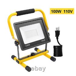 10x 100W LED Work Light Flood Light US Plug Stand Portable Outdoor Camping Lamp