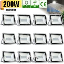 12x 200W LED Flood Light Exterior Lamp Outdoor Yard Security Lighting Cool White
