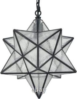 14'' Moravian Star Pendant Light Seeded Glass Star Lights with Hanging Chain