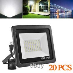 20X 50W LED Flood Light US Plug Cool White Exterior Spotlight Garden Yard Lamp