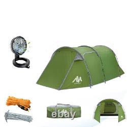 3-4 Person Waterproof Camping Tunnel Tent Dome & Portable Fan LED Light Lantern