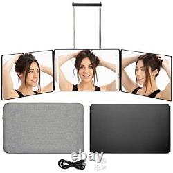 3 Way Mirror for Makeup & Hair Styling LED Lighted Mirror Portable 360 View