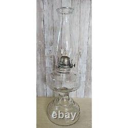Antique EAPG Glass Kerosene Oil Lamp With Original Hurricane Chimney And Burner