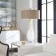 Cardoni Gloss White Glass Table Lamp Modern Teardrop Sleek 27201 Uttermost