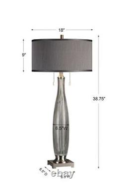 Coloma 39 Smoke Gray Modern Glass Table Lamp Aged Brushed Nickel Metal Light