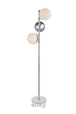 Eclipse 3 Lights Chrome Floor Lamp With Frosted White Glass