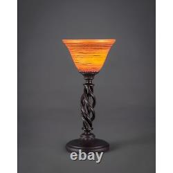 Elegant Mini Table Lamp Shown In Dark Granite Finish With 7 Firr Saturn Glass