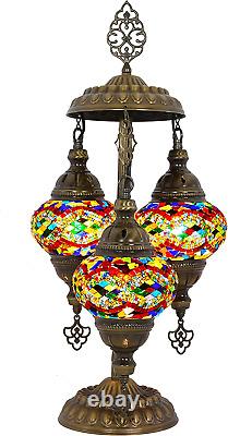 Exquisite Turkish Table Lamp Stunning Bohemian Night Light with 3 Mosaic Globe