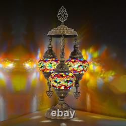 Exquisite Turkish Table Lamp Stunning Bohemian Night Light with 3 Mosaic Globe