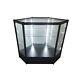Hexagon, GLASS SHOWCASE, LED LIGHTS, GLASS SWING DOOR WITH LOCK, WOODEN BASE