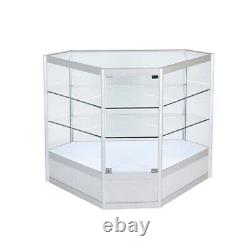 Hexagon, GLASS SHOWCASE, LED LIGHTS, GLASS SWING DOOR WITH LOCK, WOODEN BASE