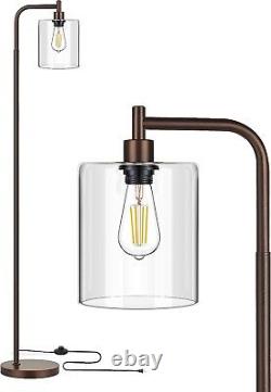 Modern Industrial Floor Lamp Convenient Clear Glass Shade Reading Light