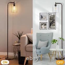 Modern Industrial Floor Lamp Convenient Clear Glass Shade Reading Light