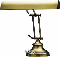 P14-231-71 12-Inch Portable Desk/Piano Hinged Lamp, Antique Brass
