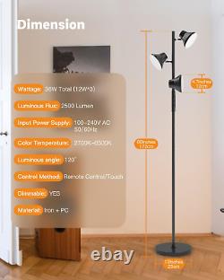 SIBRILLE Upgraded LED Floor Lamp, 36W Dimmable Standing Lamp with Remote & 3