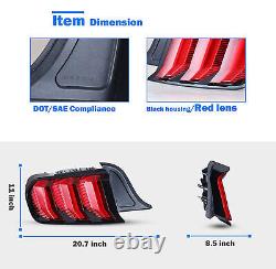 Sequential LED Tail Lights For 2015-2023 Ford Mustang Rear Lamps Black Red PAIR