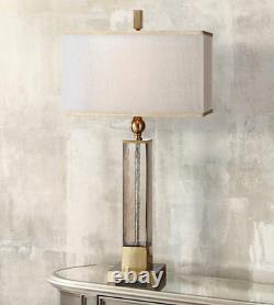 Uttermost 265831 Glass & Brass Table Lamp Square Shade Transitional Coastal