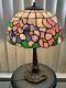 Vntg Tiffany Stael Pewter Stand WithFloral Glass Tiled Lampshade Table Lamp. $207.0
